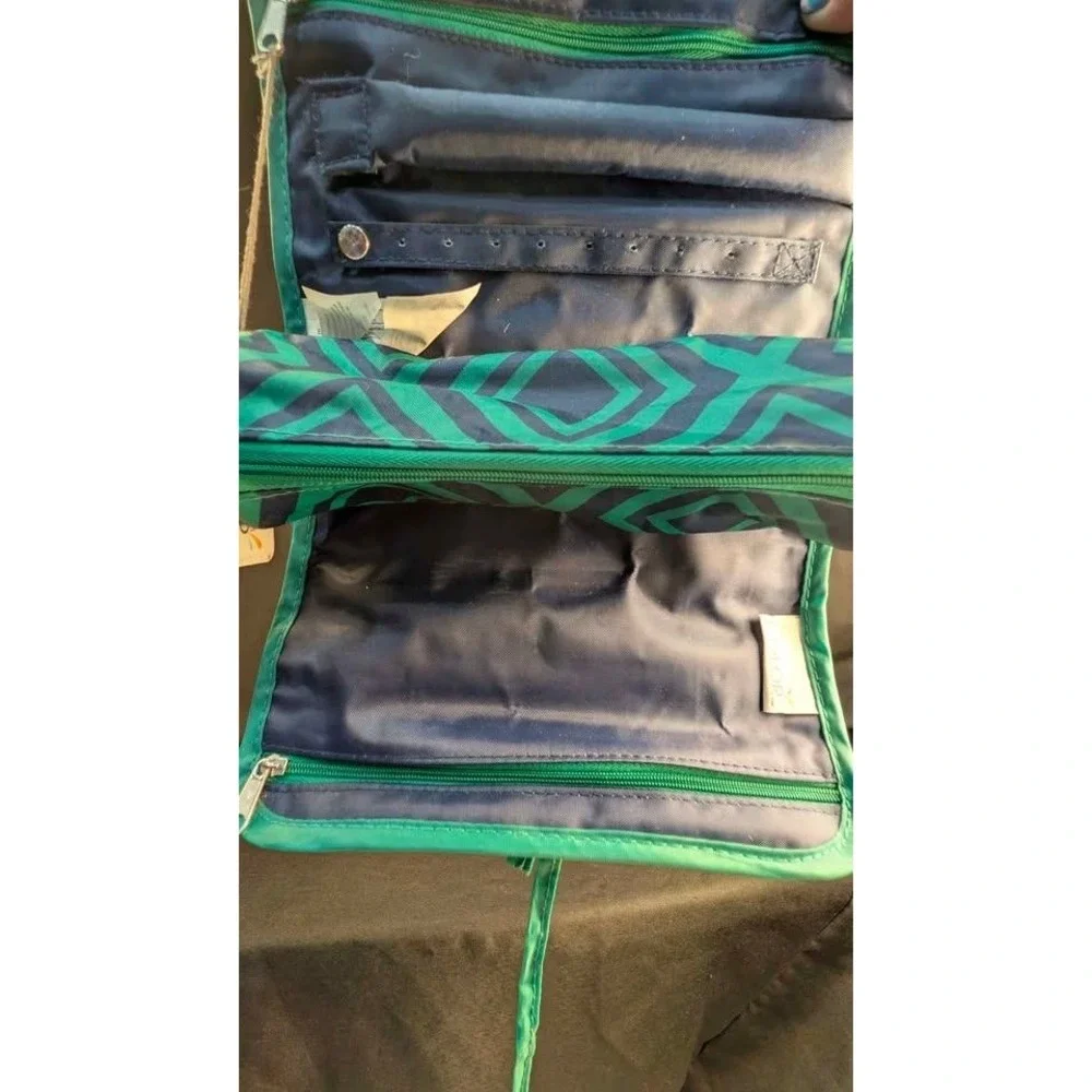NWT All For Color Travel Jewelry Roll Organizer ~ Geometric Pattern ~ Green/Blue